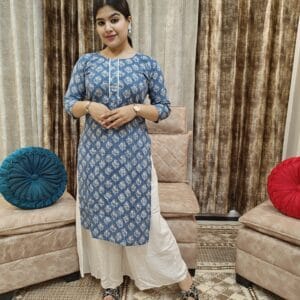 Blue and White Office Wear Kurti