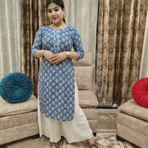 Blue and White Office Wear Kurti