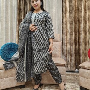 Black and White Afghani Suit