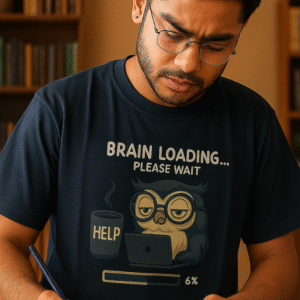 Unisex Cotton T-Shirt for Students – “Brain Loading... Please Wait” | 100% Cotton | Regular Fit | Funny College & School Wear